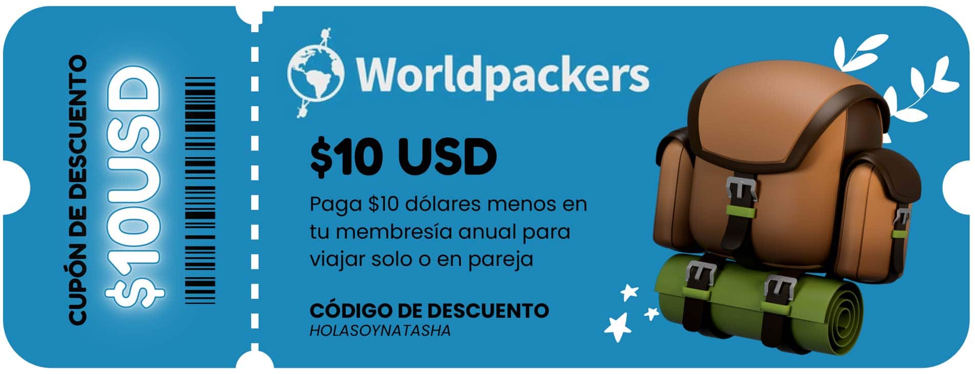 Cupón de membresía Worldpackers